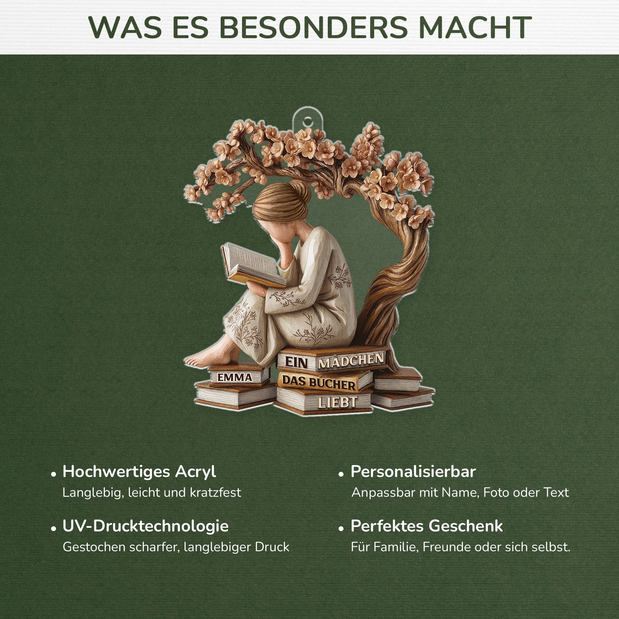 6504OGE4 3d druck effekt einfach ein madchen das bucher liebt acryl weihnachtsschmuck personalisiert_ fur leseratten_ frauen 6504O3TZA