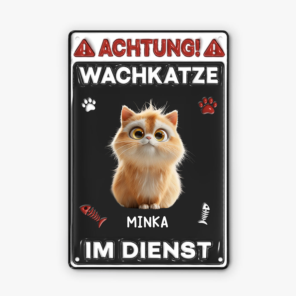 6509EGE1 3d druck effekt achtung wachkatze im dienst turschild katze personalisiert_ 6509EKLTD_2