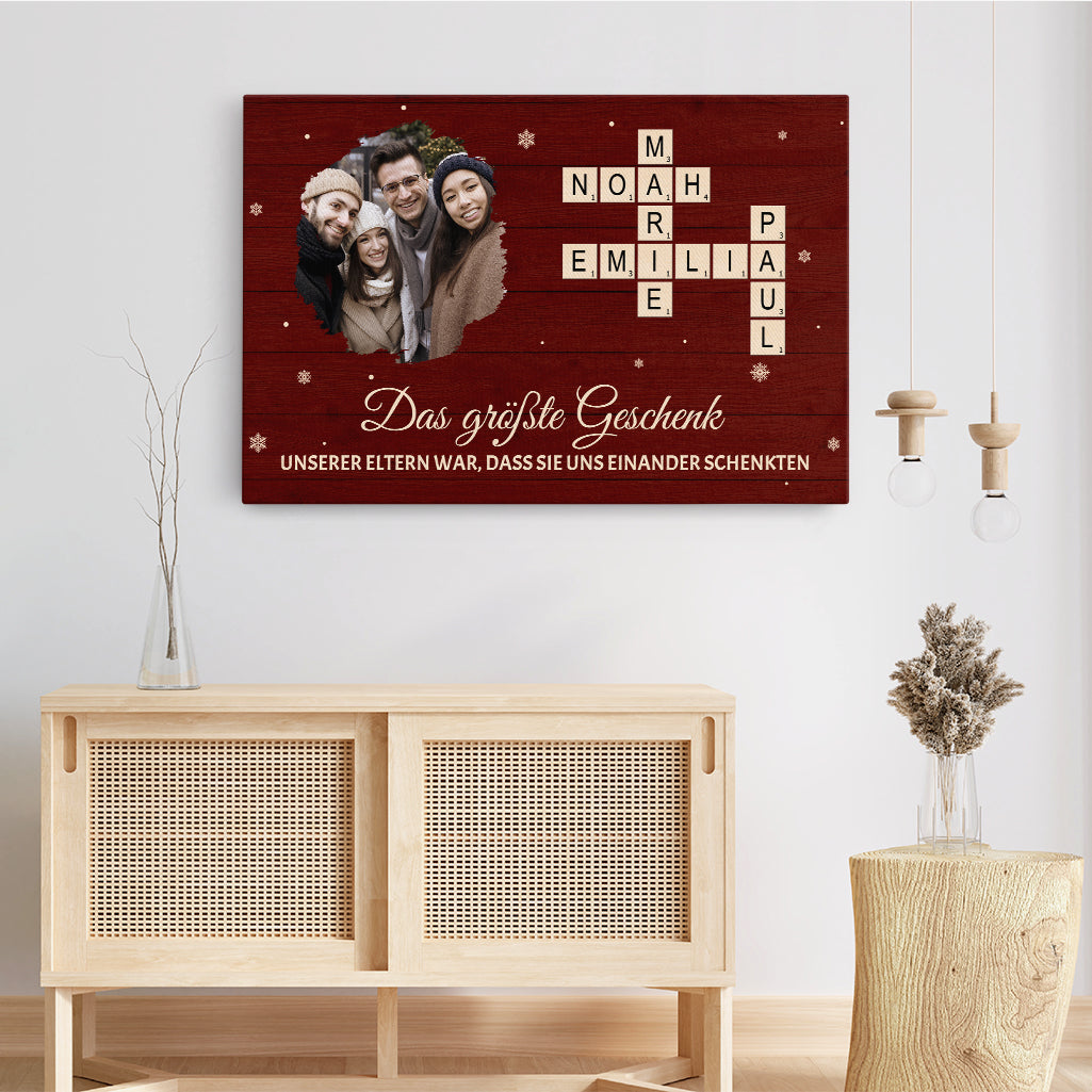 6520CGE3 das grosste geschenk unserer eltern war dass sie uns einander schenkten personalisierte kreuzwortratsel leinwand familie geschwister mit foto 6520C8QNE