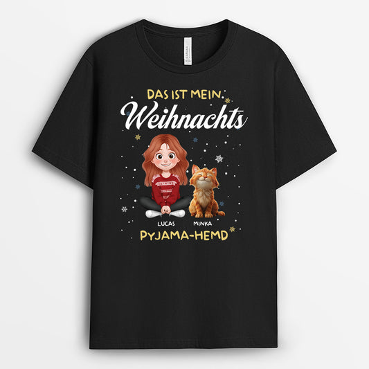 6529AGE2 das ist mein pfotjama schlafshirt weihnachts katzen t shirt personalisiert schneeflocken 6529ATTQD