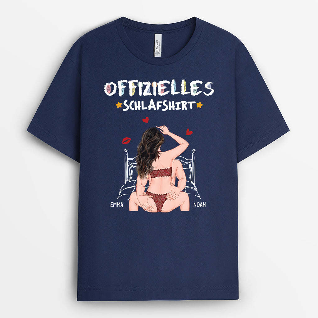 6535AGE2 offizielles schlafshirt schwarzes partner t shirt personalisiert cartoon buntstifte 6535AKZ5G