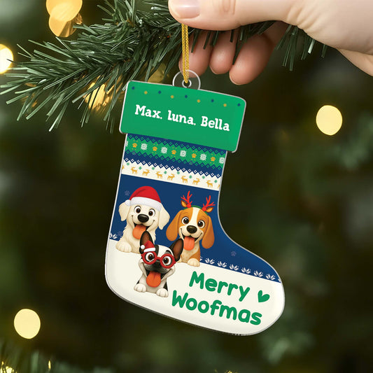 6573OGE2 merry woofmas acryl weihnachtsschmuck_ personalisiert hund 6573OTQAC