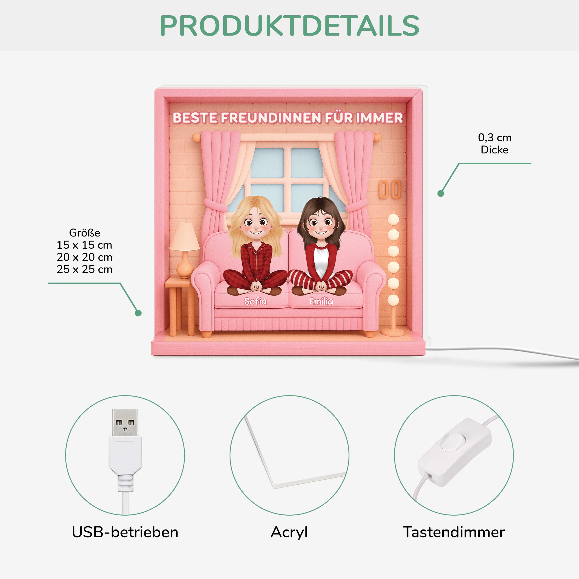 6585LGE3 3d druck effekt besties fur immer personalisiertes geschenk  lightbox beste freundeschwestern 6585lcqaf