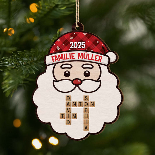 6609OGE1 die familie weihnachtsmann personalisierte kreuzwortratsel 1 schicht holz ornamente 6609OTPMI