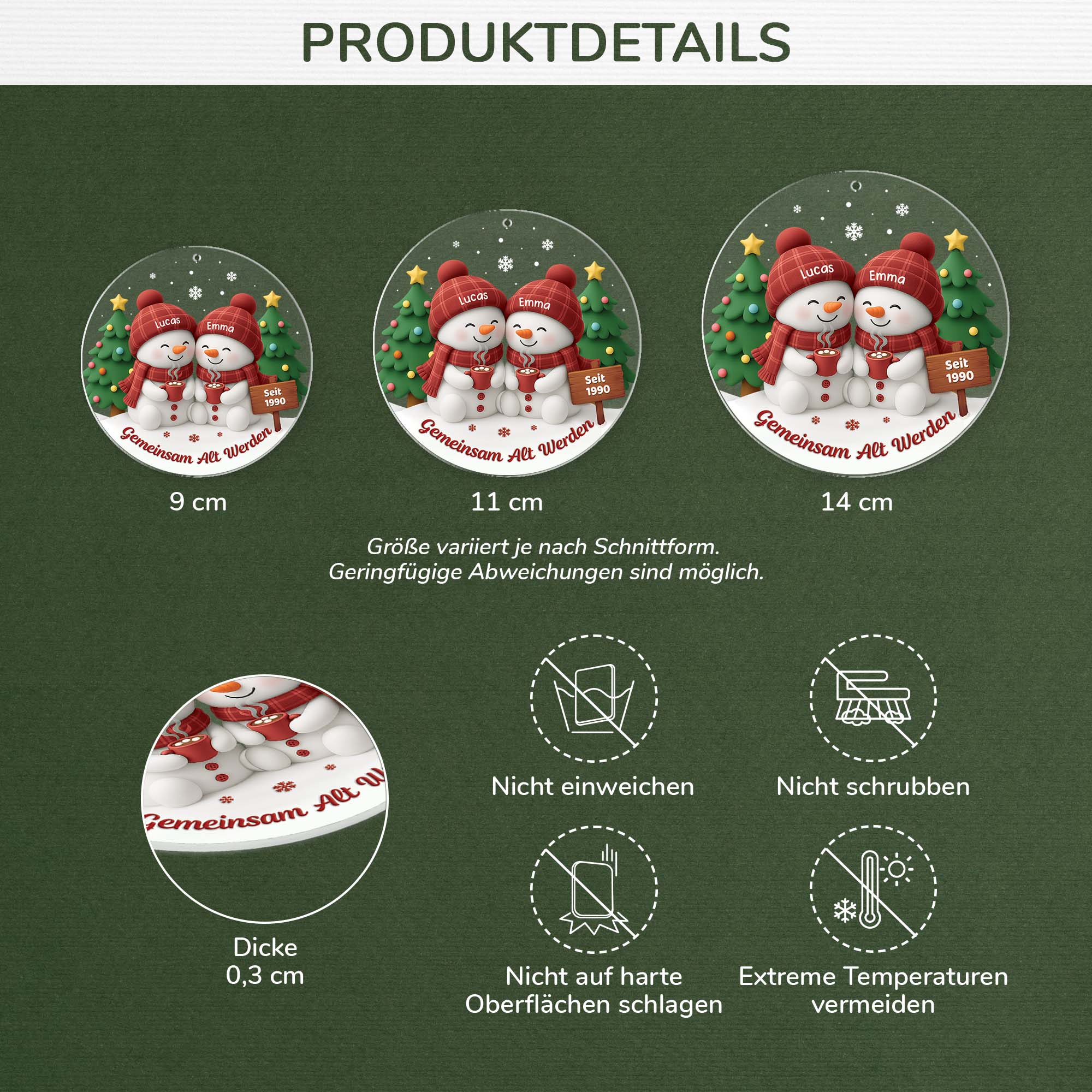6623OGE3 gemeinsam alt werden seit acryl weihnachtsschmuck_ personalisiert paar schneemann 6623OKQ5G