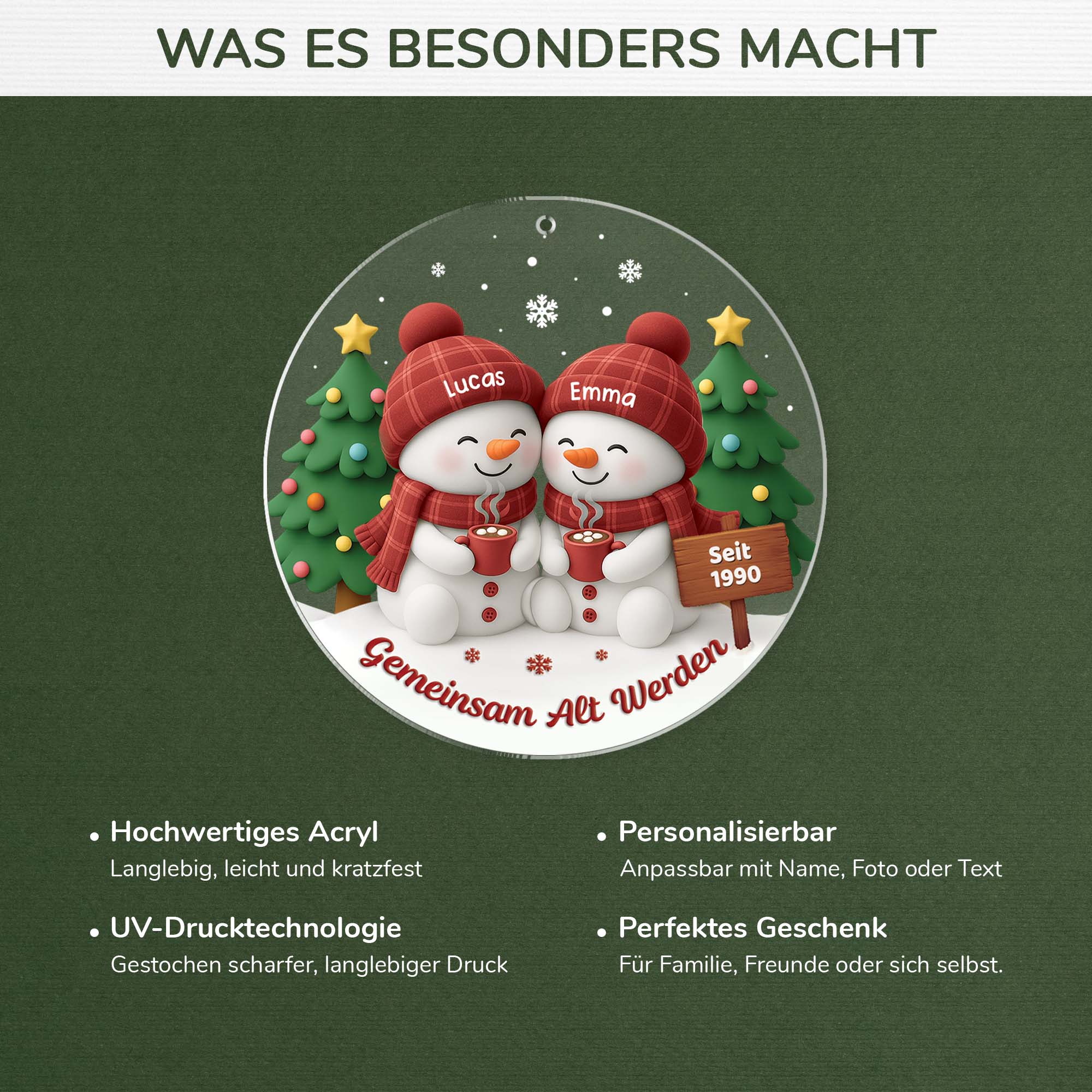 6623OGE4 gemeinsam alt werden seit acryl weihnachtsschmuck_ personalisiert paar schneemann 6623OKQ5G