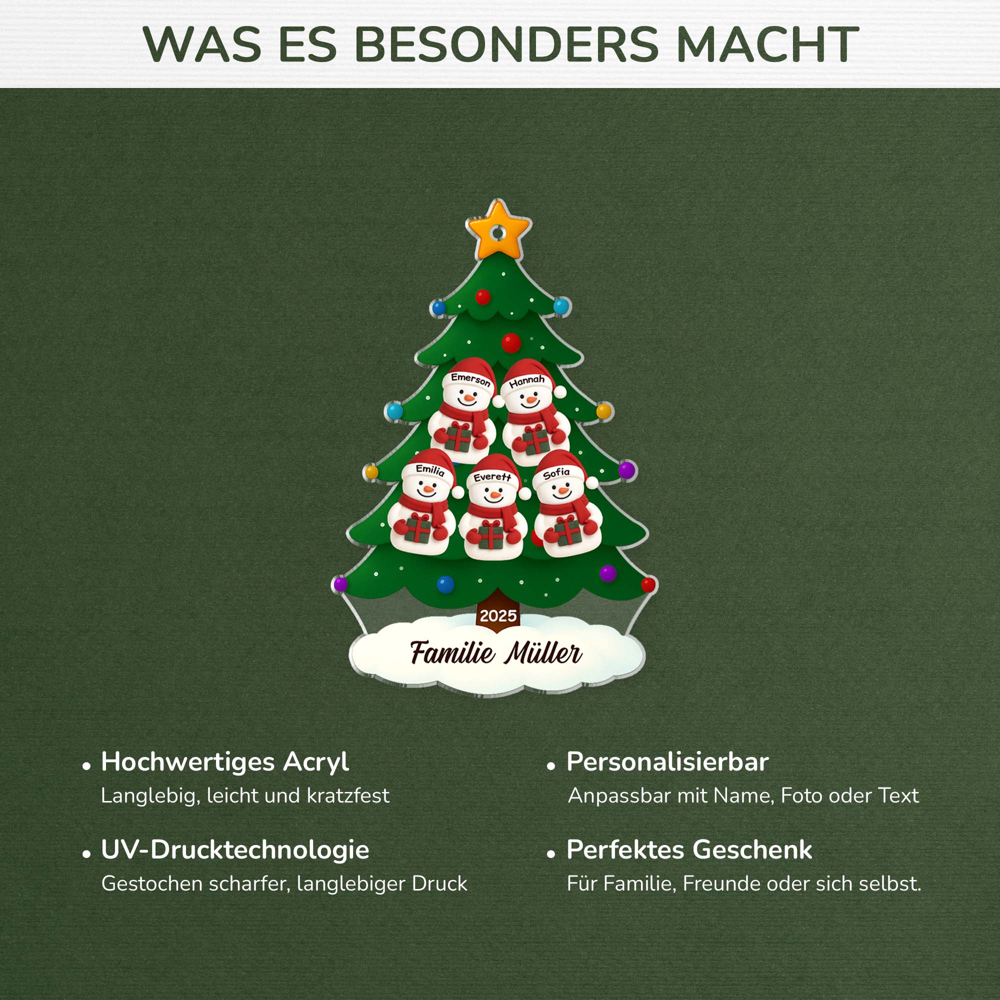 6632OGE4 tannenbaum schneemann acryl weihnachtsschmuck_ personalisiert familie 6632o3twi