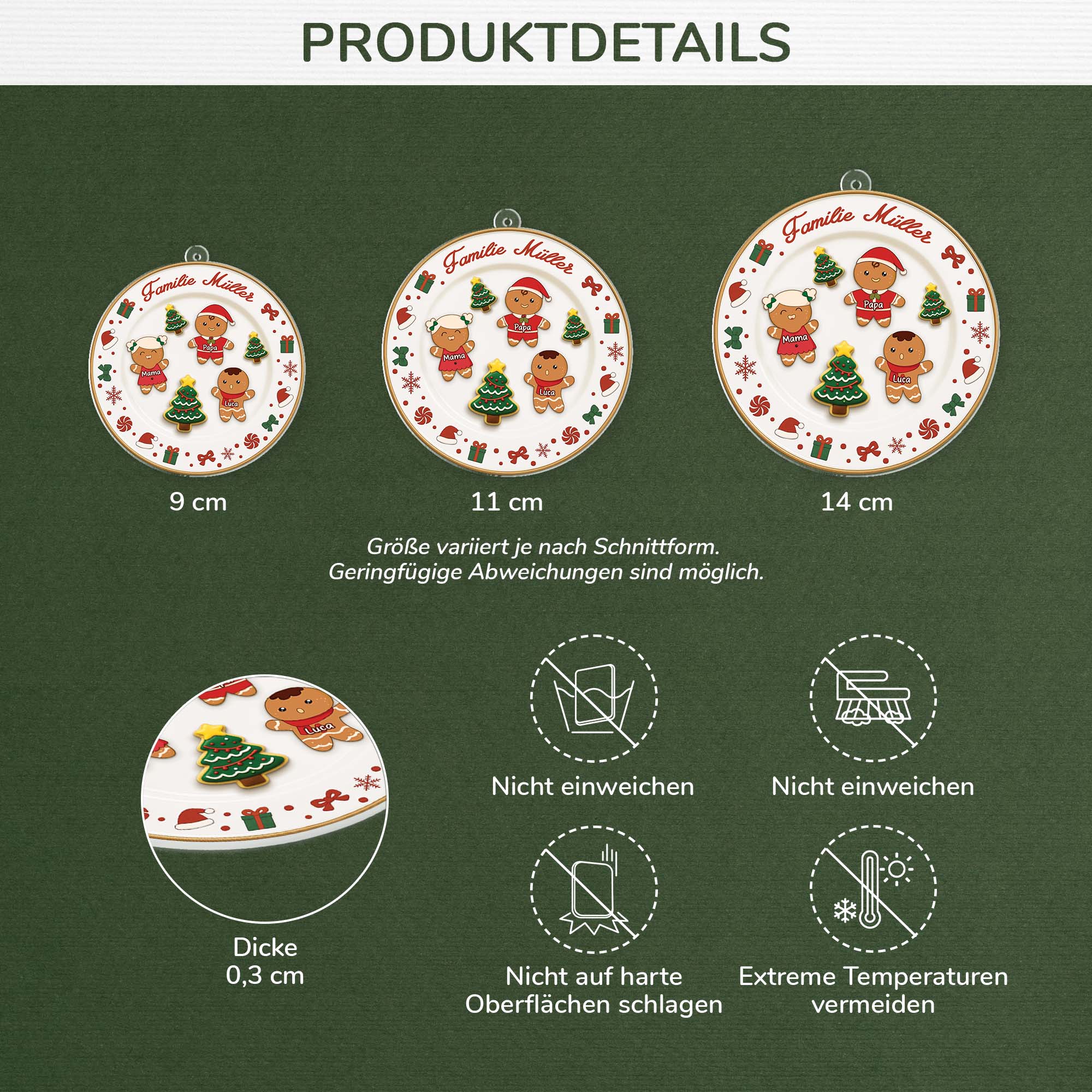 6645OGE3 3d druck effekt lebkuchen auf dem teller acryl weihnachtsschmuck personalisiert familie 6645OKM5I