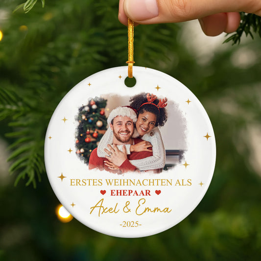 6673OGE1 erstes weihnachten verlobt keramik weihnachtsschmuck personalisiert_ foto paar 6673OKLAG_2