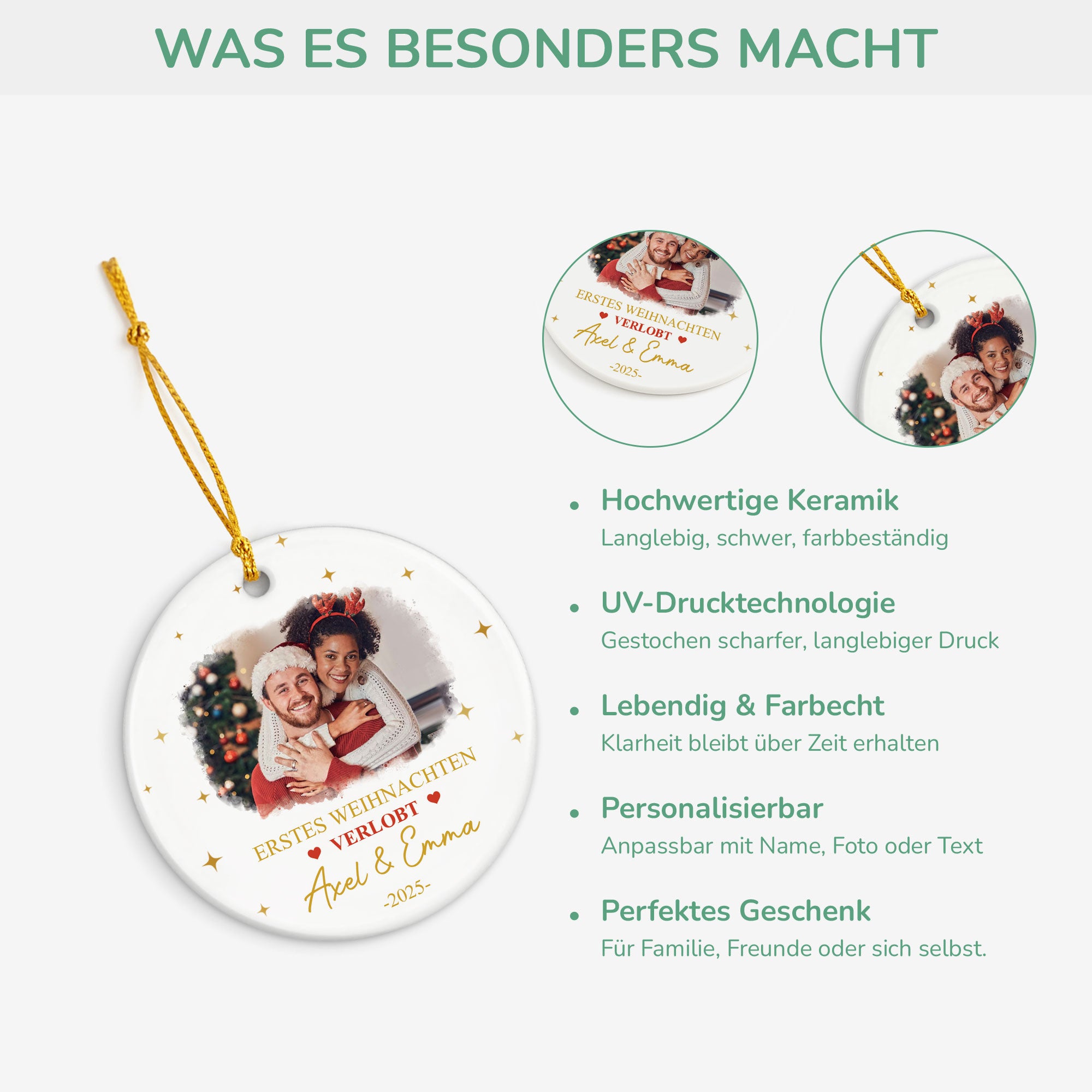 6673OGE1 erstes weihnachten verlobt keramik weihnachtsschmuck personalisiert_ foto paar 6673OKLAG_4
