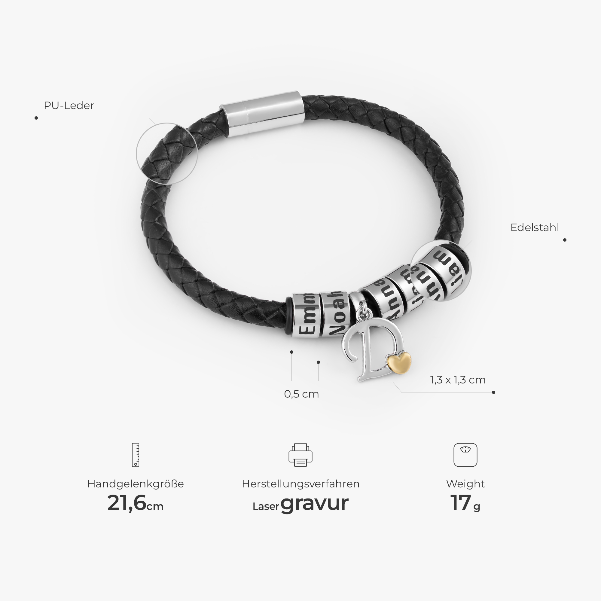 6678JGE3 alphabet zylindrische namensschilder personalisierte armbander fur manner_ 6678J0Y5B