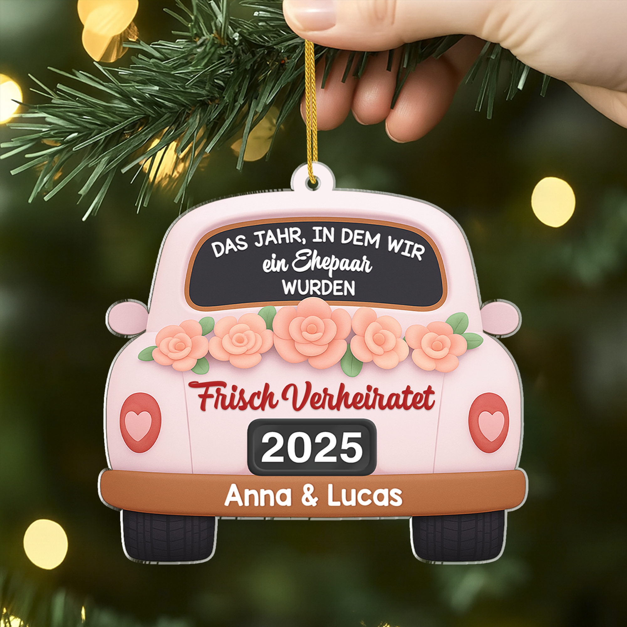 6713OGE1 3d druck effekt frisch verheiratet acryl weihnachtsschmuck personalisiert queeres paar 6713OKLCG_2