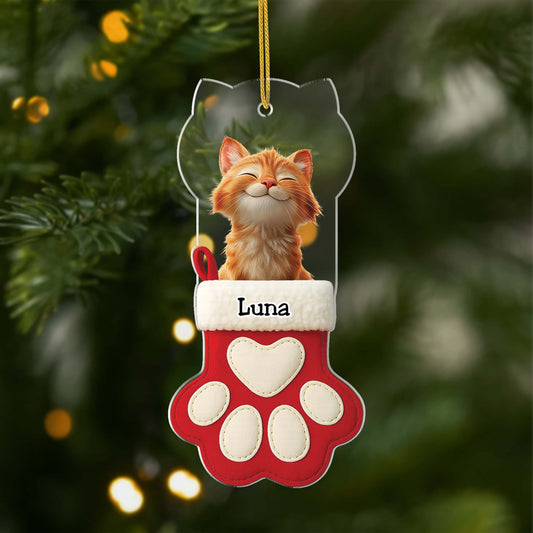 6731OGE1 katze pfote acryl weihnachtsschmuck personalisiert foto 6731OTZAD