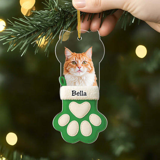 6731OGE2 katze pfote acryl weihnachtsschmuck personalisiert foto 6731OTZAD