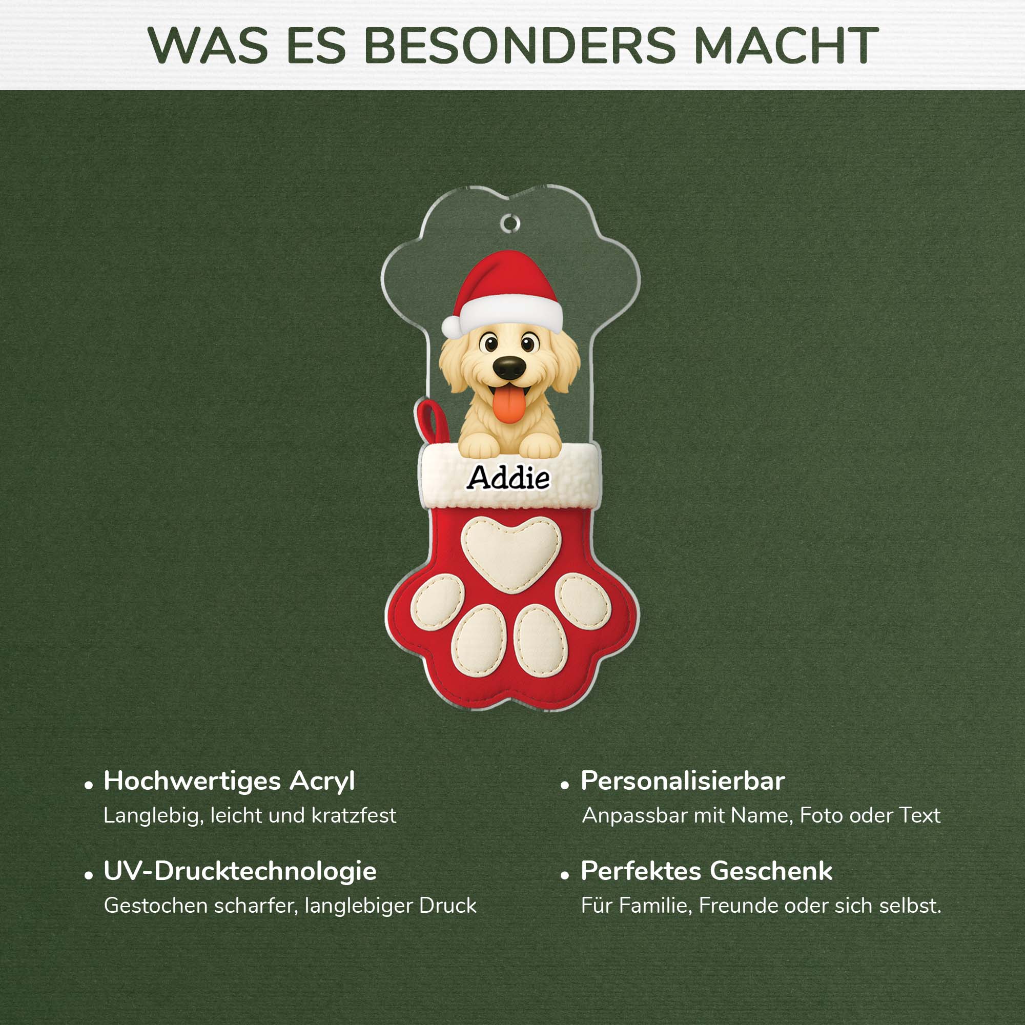 6731OGE4 3d druck effekt hund pfote acryl weihnachtsschmuck personalisiert foto 6731OTZAC