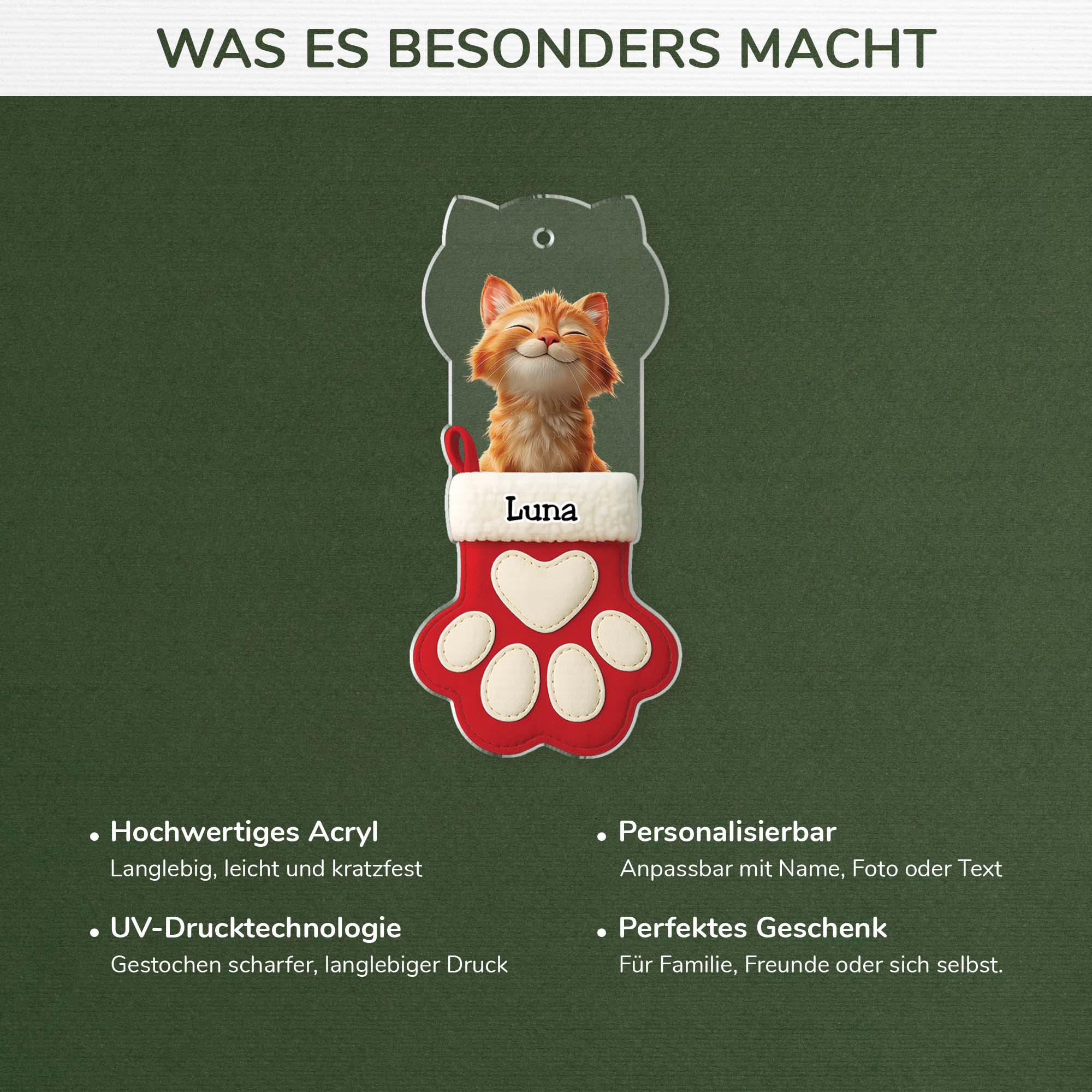 6731OGE4 katze pfote acryl weihnachtsschmuck personalisiert foto 6731OTZAD