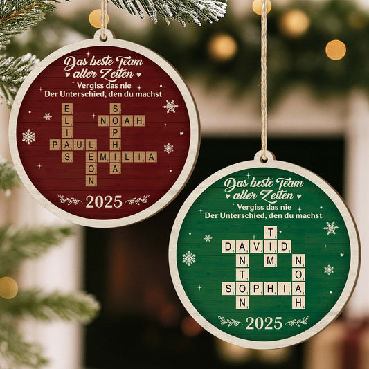 6732OGE2 das beste team aller zeiten personalisierte kreuzwortratsel 1 schicht holz ornamente weihnachten kollege kollegin 6732O6QNO