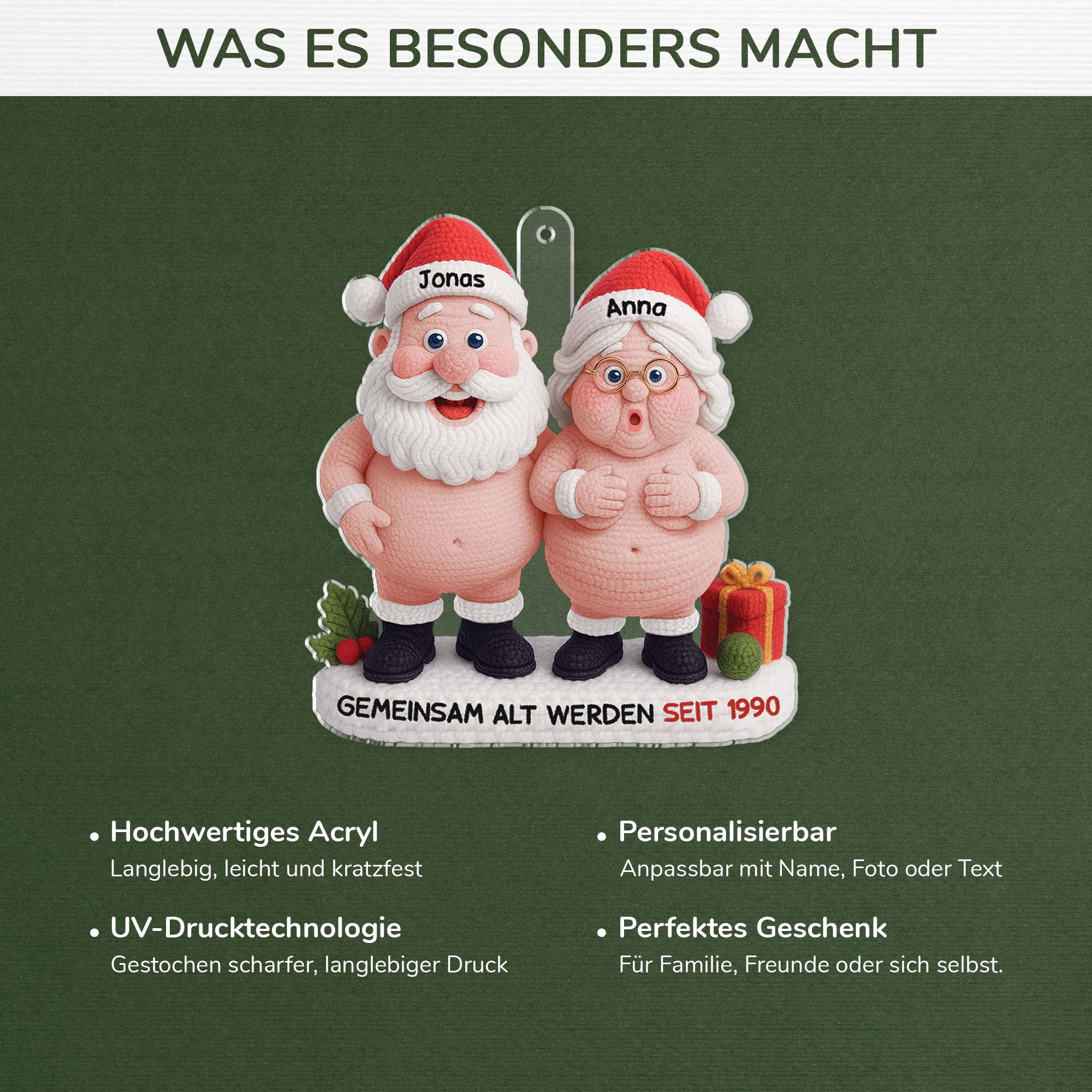 6747OGE4 3d druck effekt gemeinsam alt werden seit lustiger acryl weihnachtsschmuck personalisiert paar wolle 6747O6Z5G
