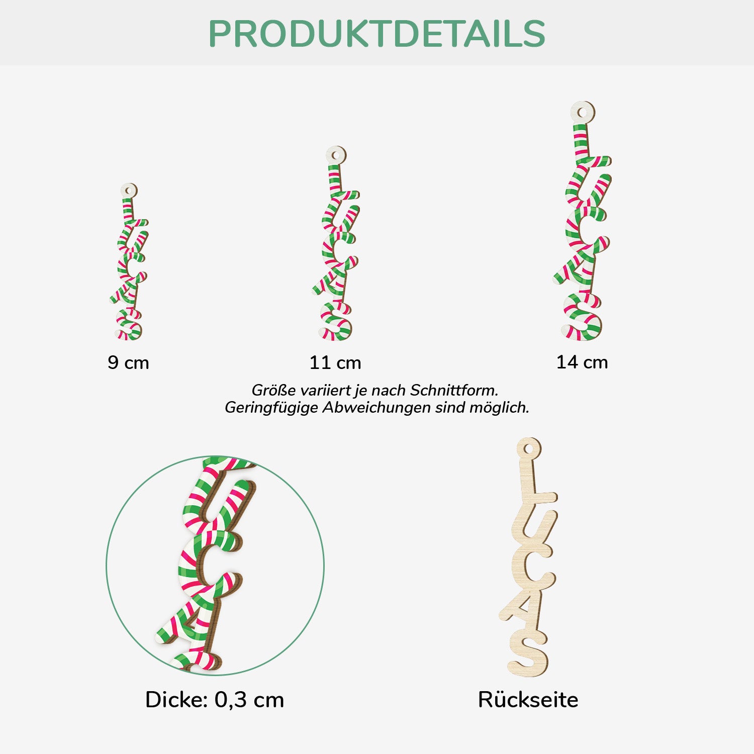 6750OGE3 3d druck effekt zuckerspazierstock buchstabe personalisierte 1 schicht holz ornamente weihnachten 6750OKM5B