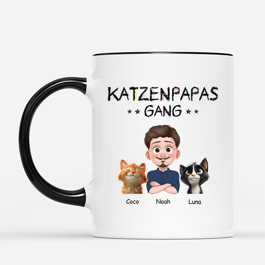 6762MGE2 katzenpapas katzenmamas gang katzen tasse personalisiert_ buntstifte cartoon 6762MKT5D