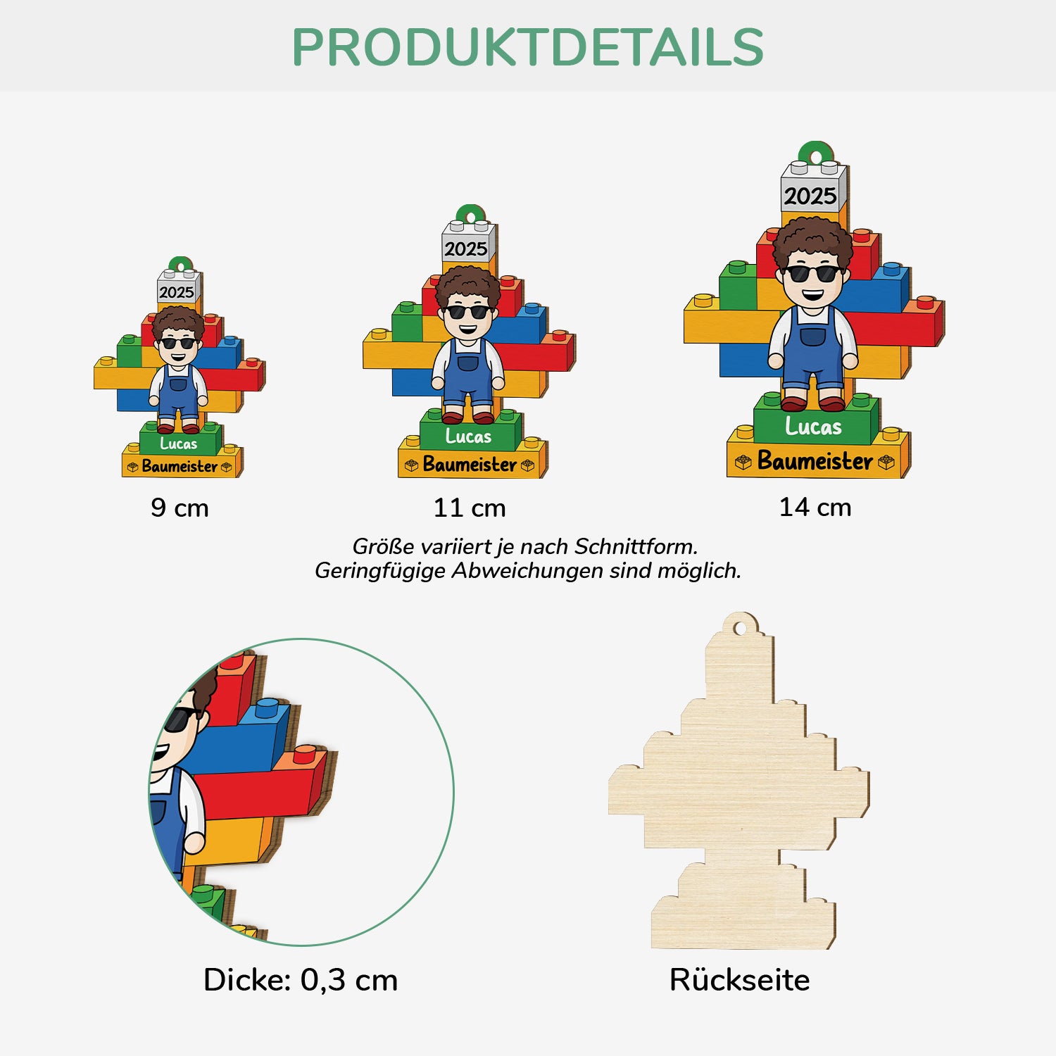 6765OGE3 3d druck effekt baumeister lego personalisierte 1 schicht holz ornamente weihnachten kinder 6765OTTQA
