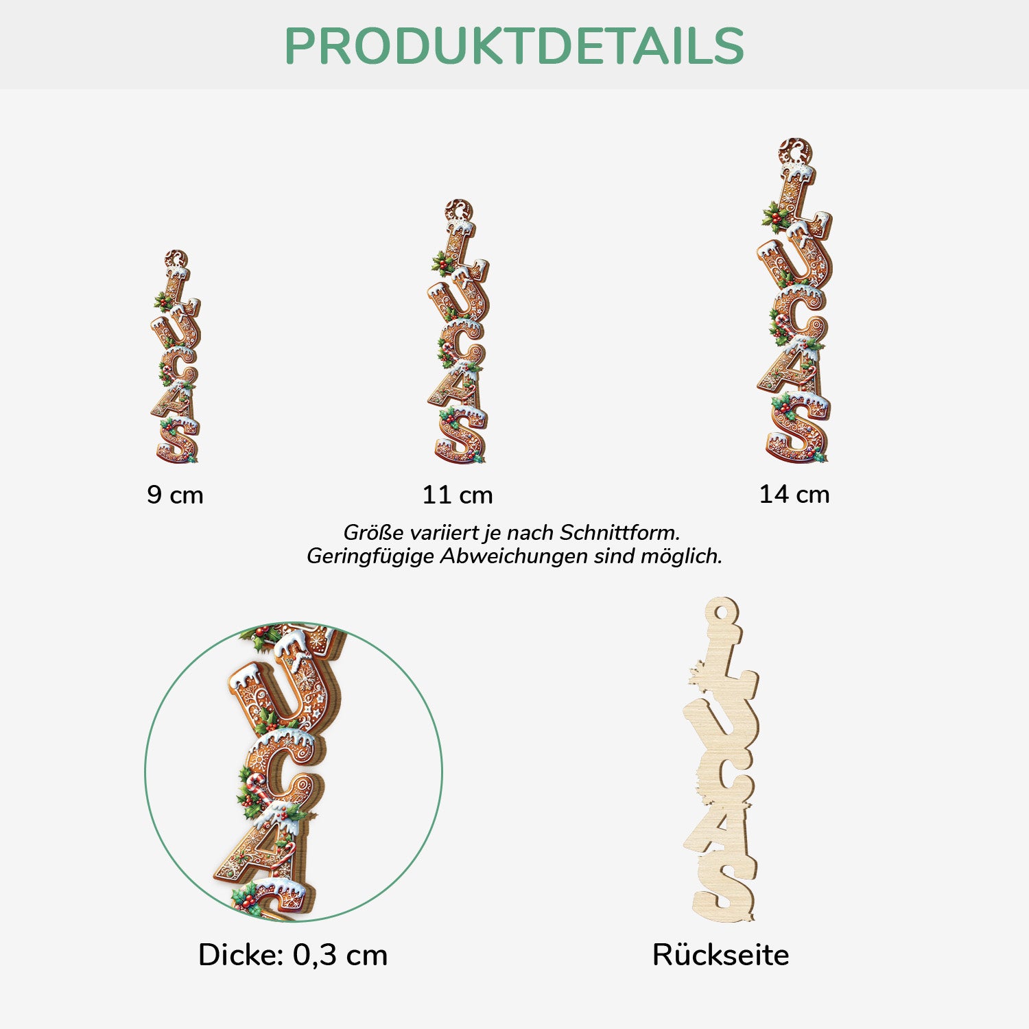 6771OGE3 3d druck effekt lebkuchenbuchstaben zuckerglasur personalisierte 1 schicht holz ornamente weihnachten 6771O