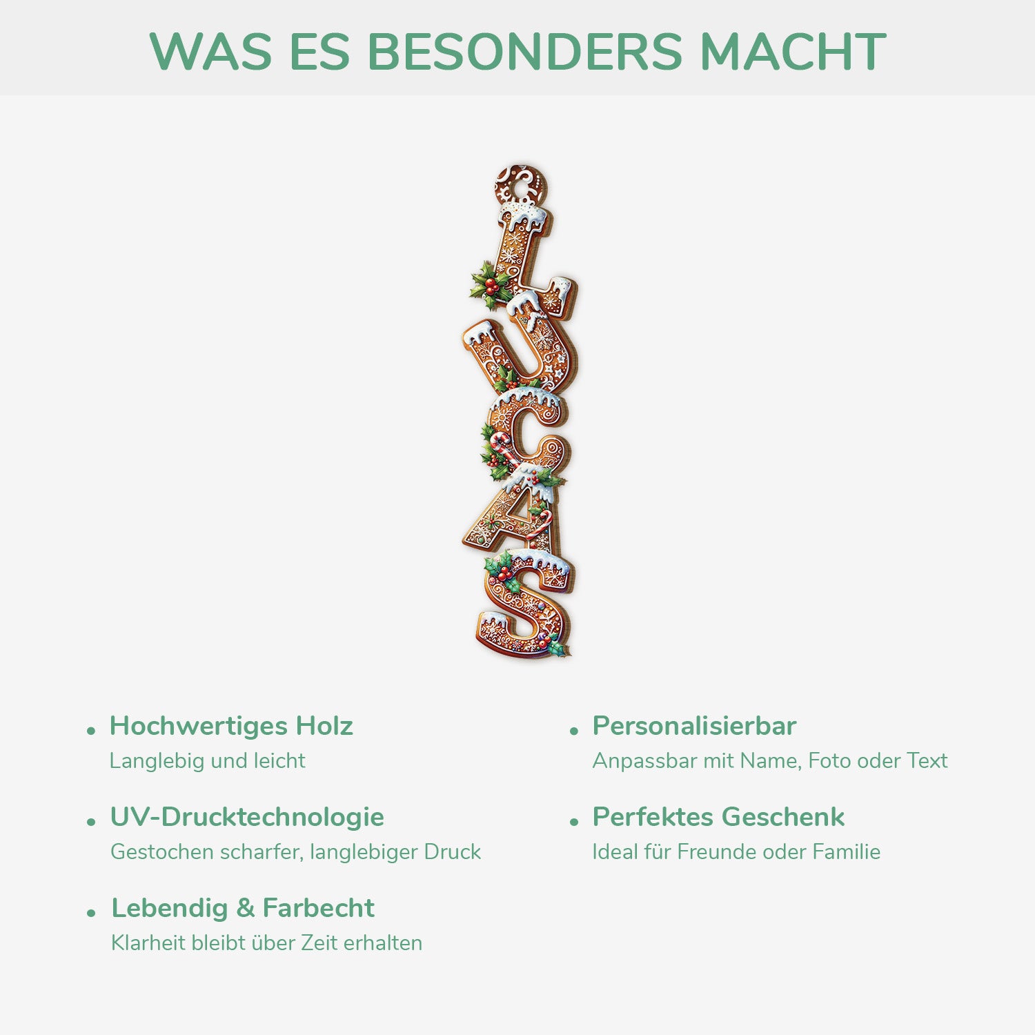 6771OGE4 3d druck effekt lebkuchenbuchstaben zuckerglasur personalisierte 1 schicht holz ornamente weihnachten 6771O