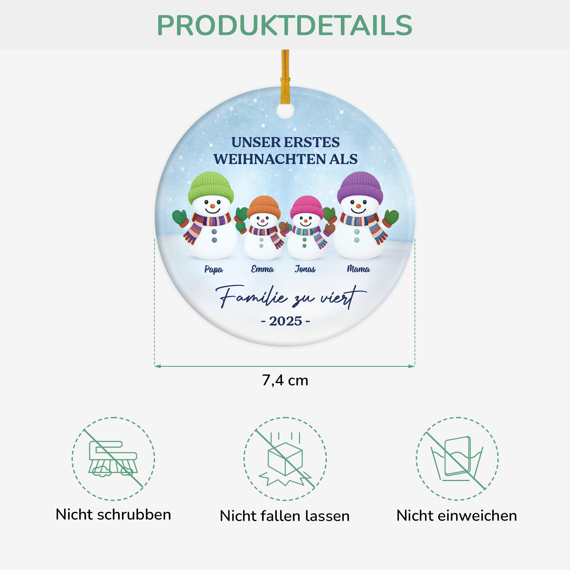 6773OGE3 unser erstes weihnachten als familie schneemann keramik weihnachtsschmuck personalisiert_ 6773OTZNI