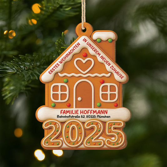 6775OGE1 erstes weihnachten in unserem neuen zuhause personalisierte 1 schicht holz ornamente familie 6775OTPNI