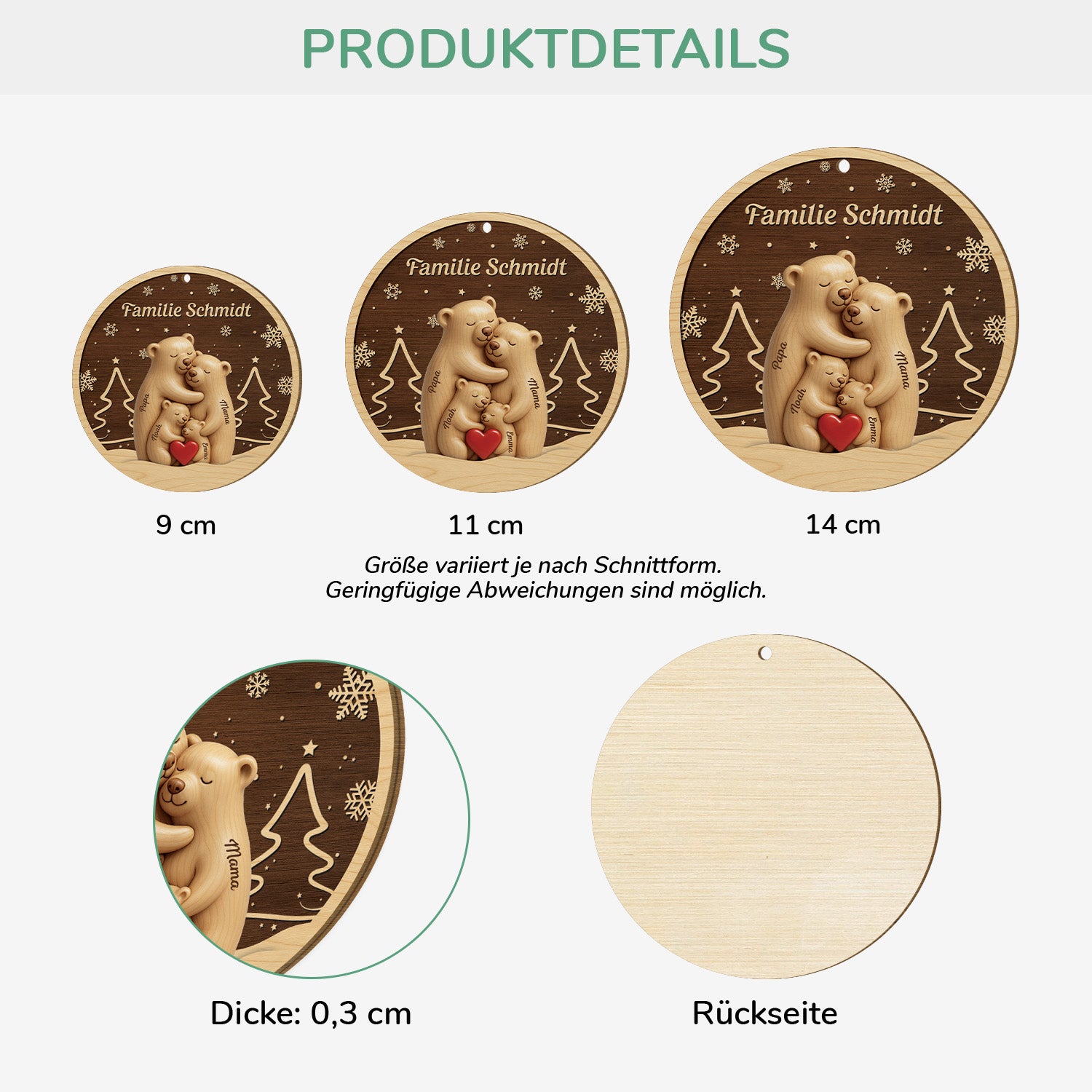 6784OGE3 3d druck effekt familien bar personalisierte 1 schicht holz ornamente weihnachten 6784O3TMI