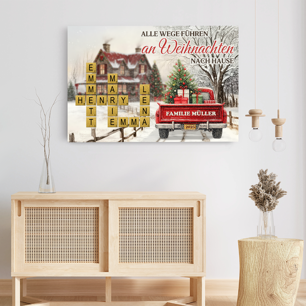 6786CGE3 alle wege fuhren an weihnachten nach hause familie leinwand kreuzwortratsel personalisiert 6786C3T5I