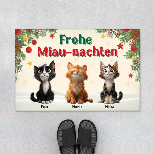 6923DGE1 frohe miau nachten weihnachts fussmatte katzen personalisiert 6923D86WD1