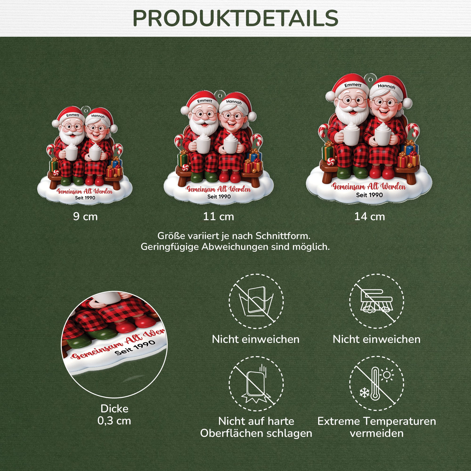 6926OGE3 3d druck effekt gemeinsam alt werden seit acryl weihnachtsschmuck personalisiert paar tartan 6926O6VMG