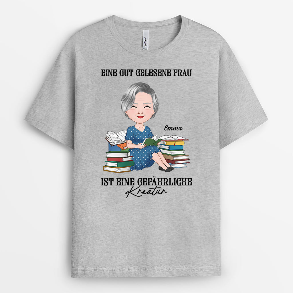 6929AGE2 eine frau die zu viel liest ist ein echtes risiko personalisierte t shirts damen_ leseratten 6929AKTZA