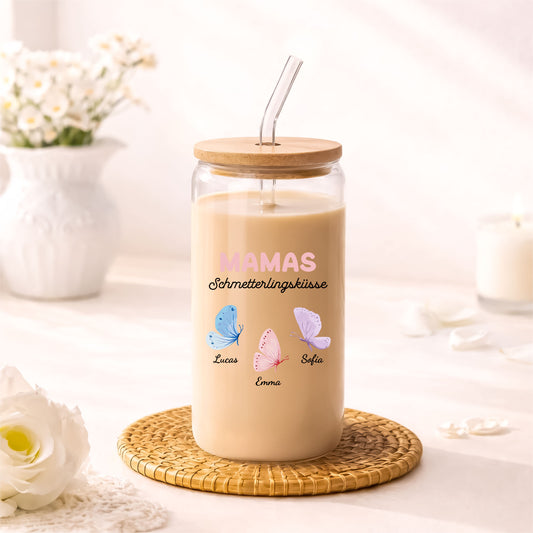 6947AGE1 omas schmetterlingskusse personalisiertes geschenk  glas mit deckel und strohhalm oma mama 6947attvta_1
