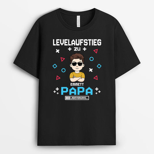 6956AGE1 levelaufstieg zu papa ladevorgang werdender papa shirt personalisiert_ pixel zocker 6956AKTMB