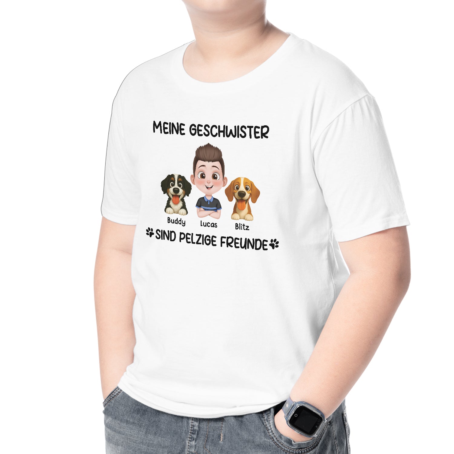 6961AGE2 meine geschwister sind pelzige freunde t shirt hund personalisiert kinder 6961A3XCC