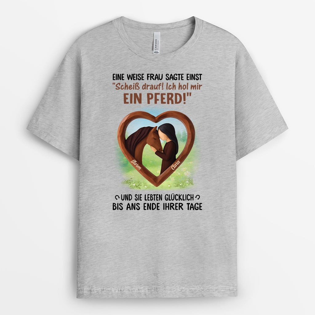 7016MGE2 weise frau und pferd personalisierte t shirts damen_ pferd 7016MKZ5U