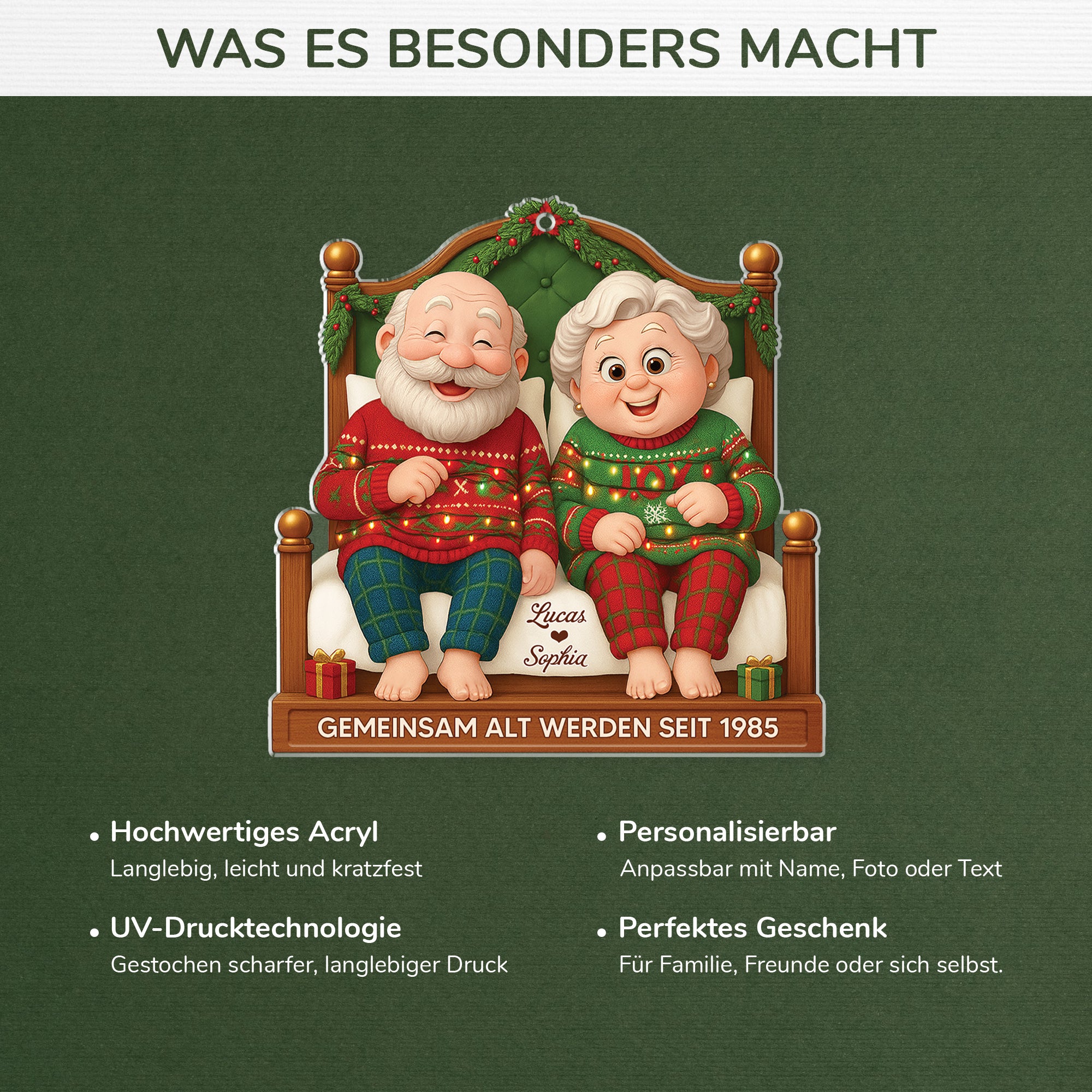 7030OGE4 3d druck effekt gemeinsam alt werden acryl weihnachtsschmuck personalisiert paar bett 7030OTT5G