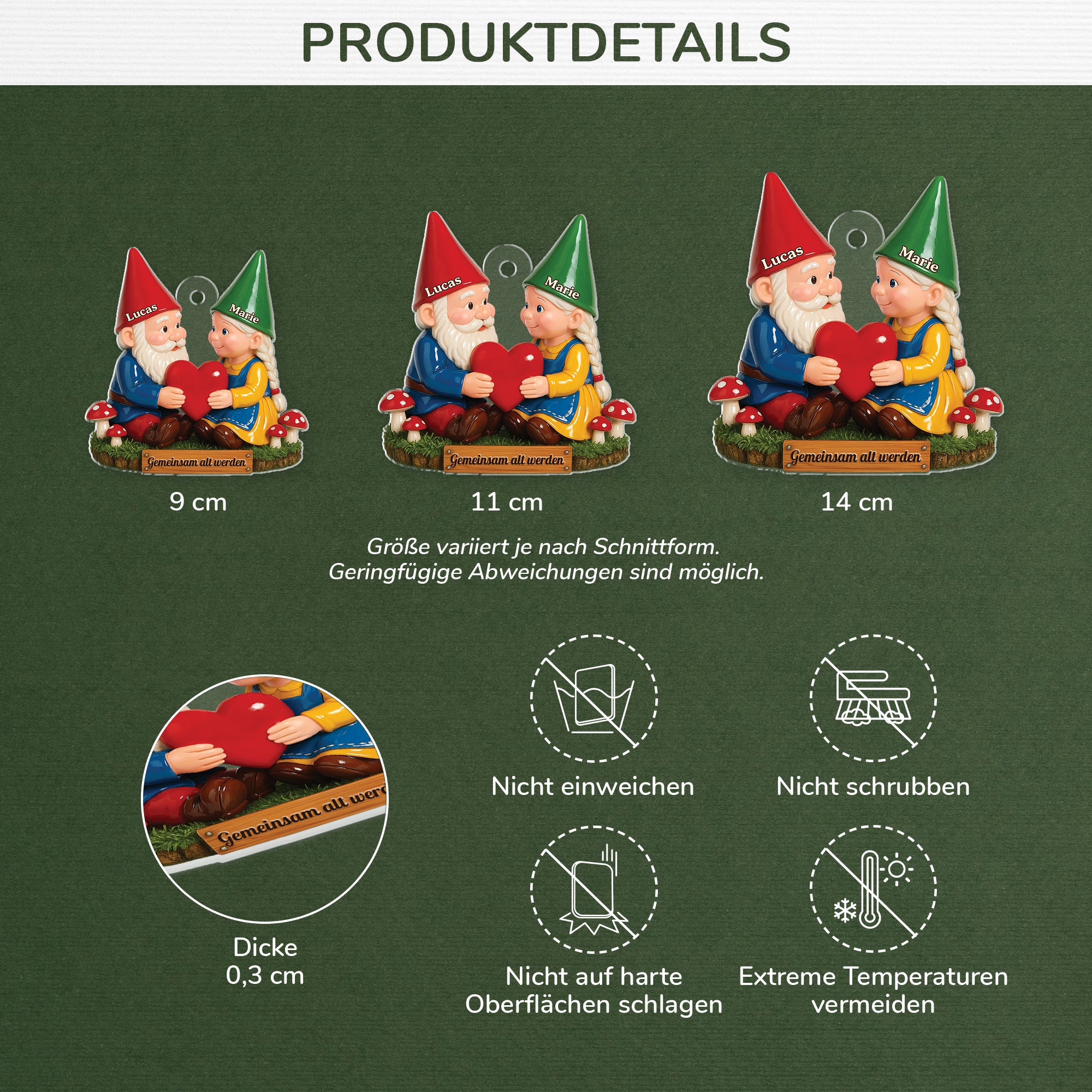 7032OGE3 3d druck effekt gemeinsam alt werden acryl weihnachtsschmuck personalisiert paar gnom grun rot 7032O3Q5G