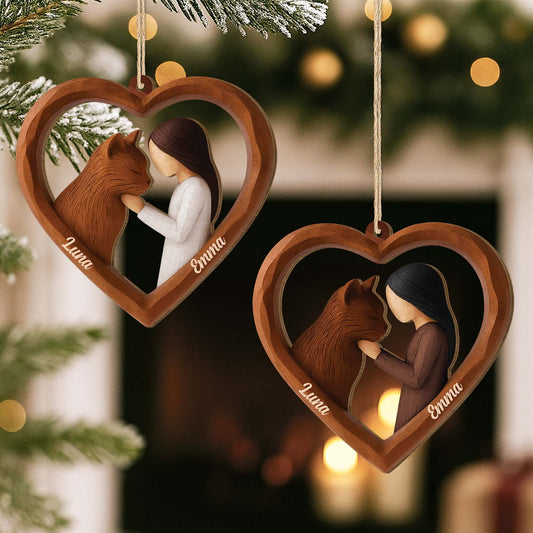 7046OGE2 katze und mensch_ personalisierte 1 schicht holz ornamente weihnachten 7046O8T5D