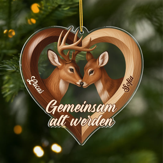 7048OGE1 3d druck effekt gemeinsam alt werden acryl weihnachtsschmuck personalisiert paar pferdehirsch 7048O