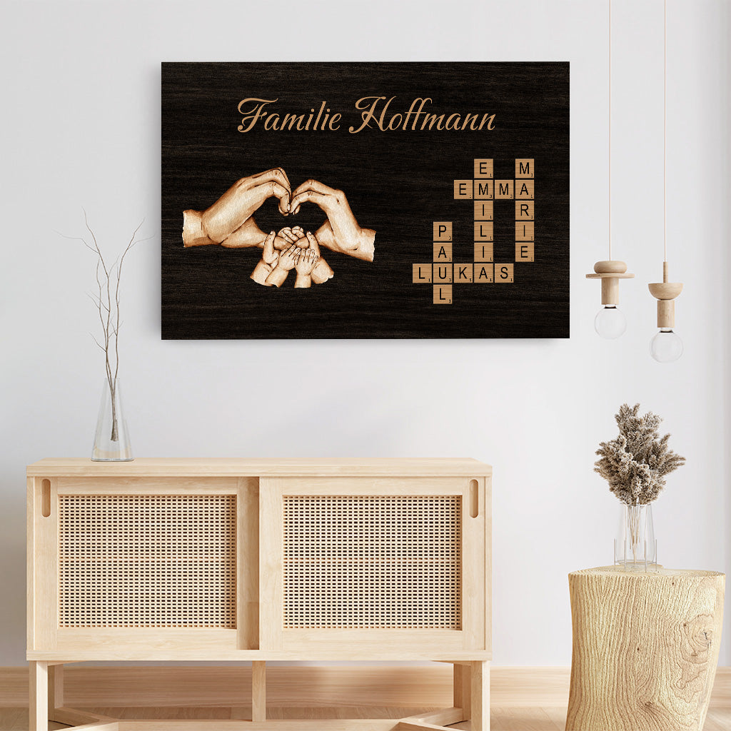 7082CGE3 familienliebe hande personalisierte kreuzwortratsel leinwand familie 7082C8PNI
