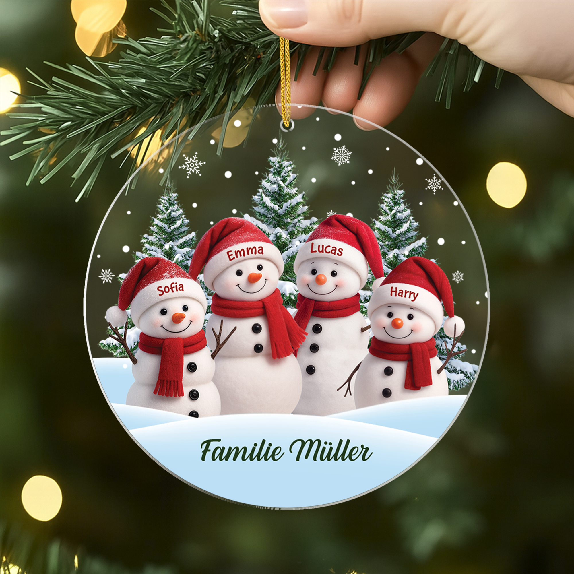 7092OGE2 familie schneemann schneelandschaft acryl weihnachtsschmuck personalisiert 7092OKL5I