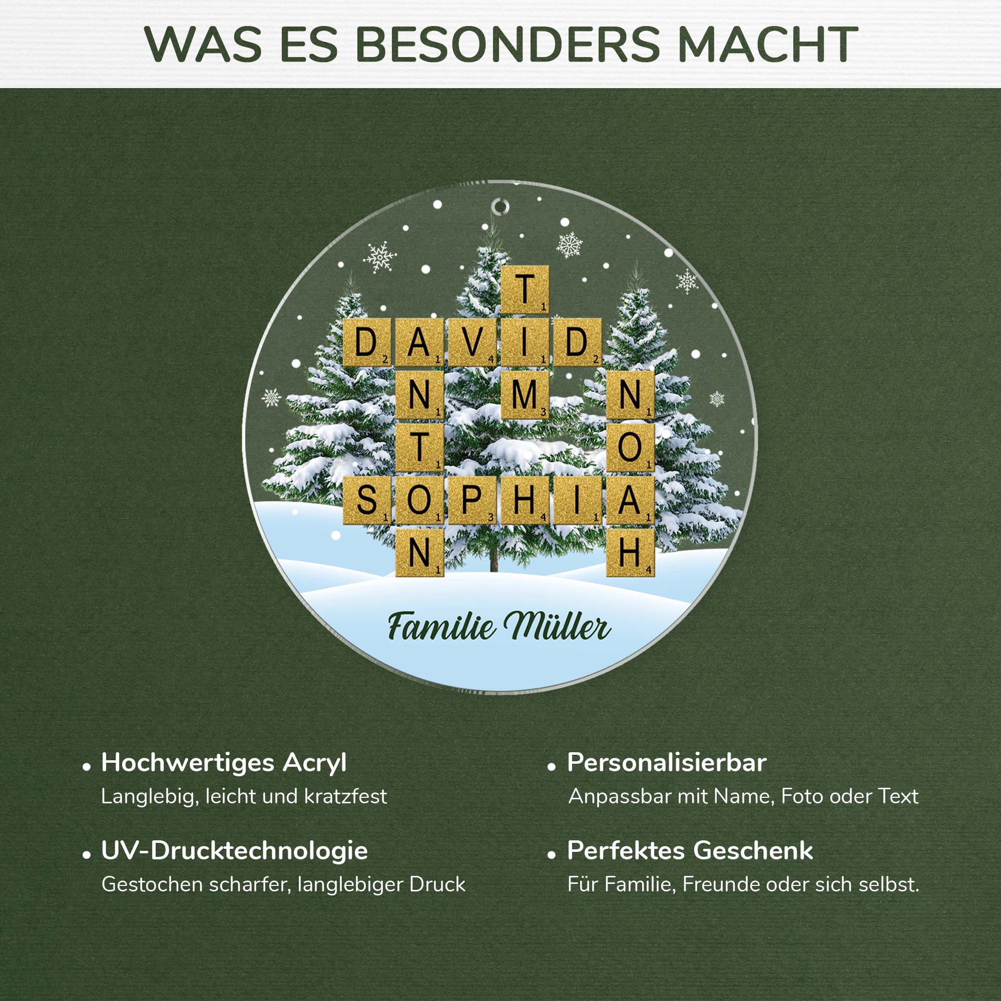 7093OGE4 familie schneelandschaft acryl weihnachtsschmuck kreuzwortratsel personalisiert 7093OKQ5I
