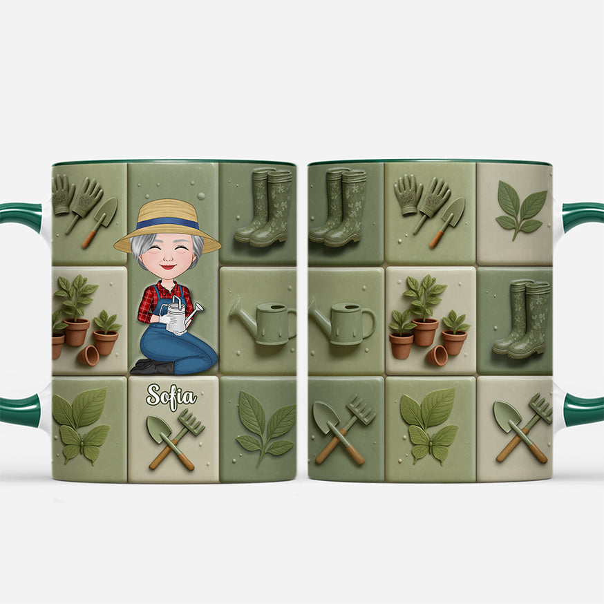 7096MGE2 3d druck effekt frau garten personalisierte tasse 7096M3PTH