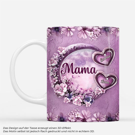 7097MGE1 3d druck effekt herzen und lila blumen mama oma tasse personalisiert 7097M3TTA