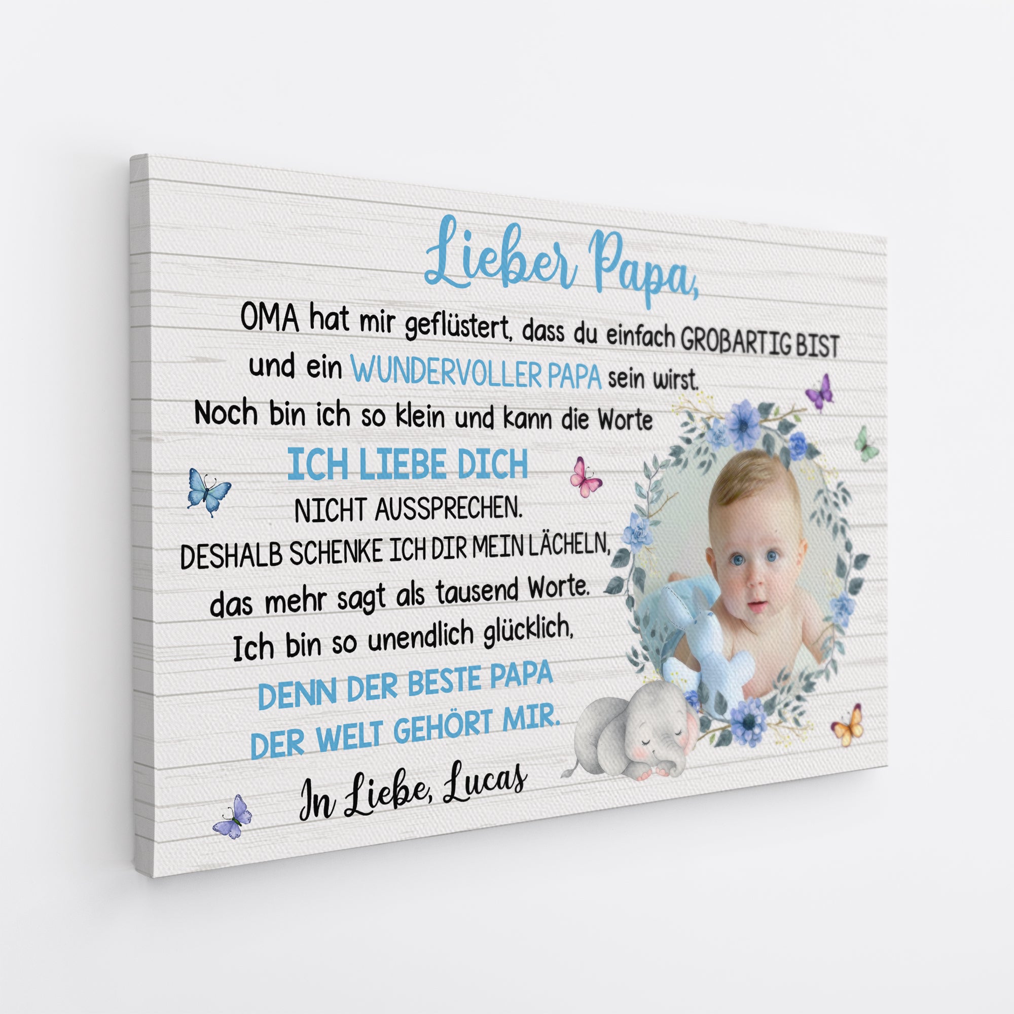 7098CGE2 hallo mama und papa personalisierte leinwand baby foto 7098C8VAK