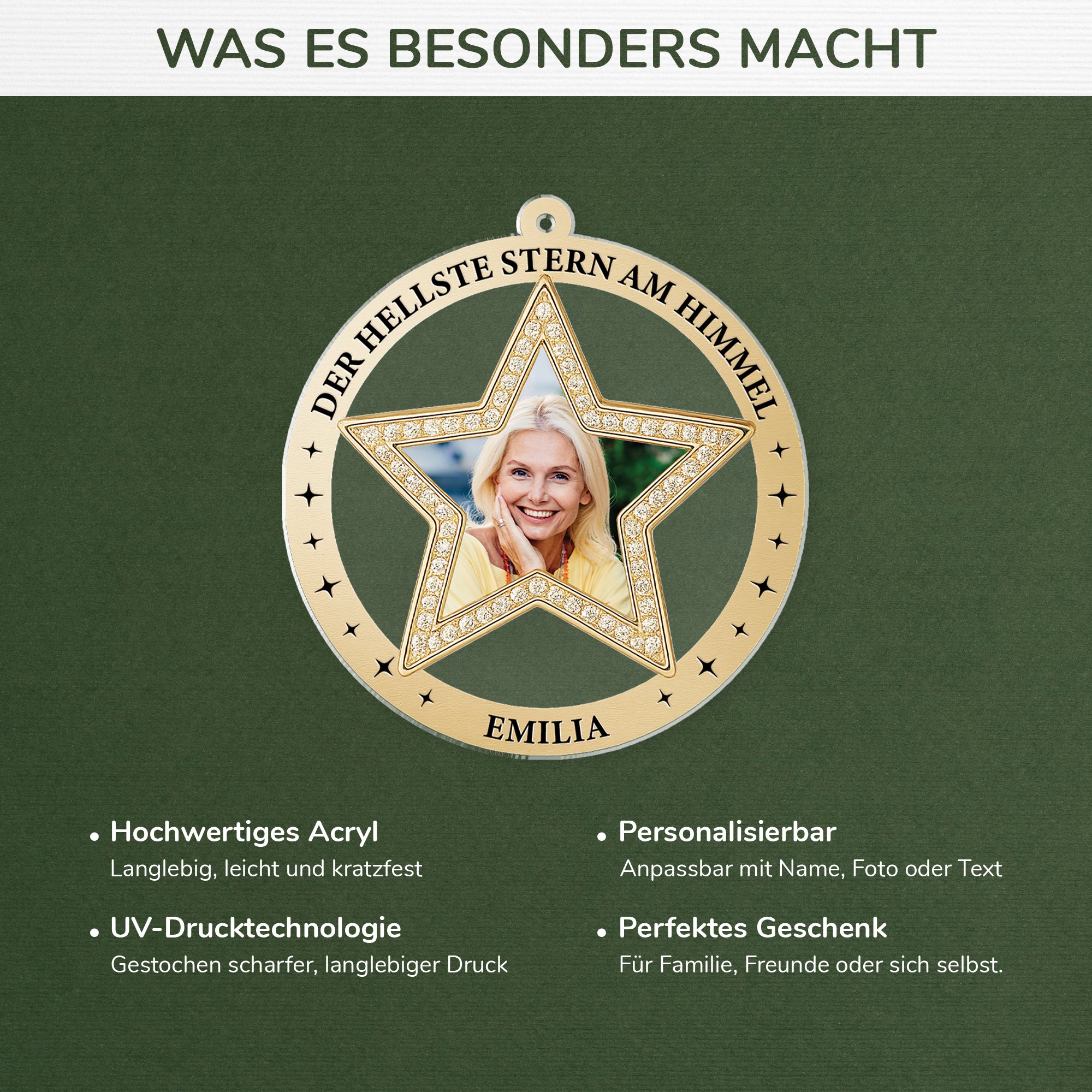 7127OGE4 der hellste stern am himmel acryl weihnachtsschmuck personalisiert_ foto zur erinnerung 7127OTZNA