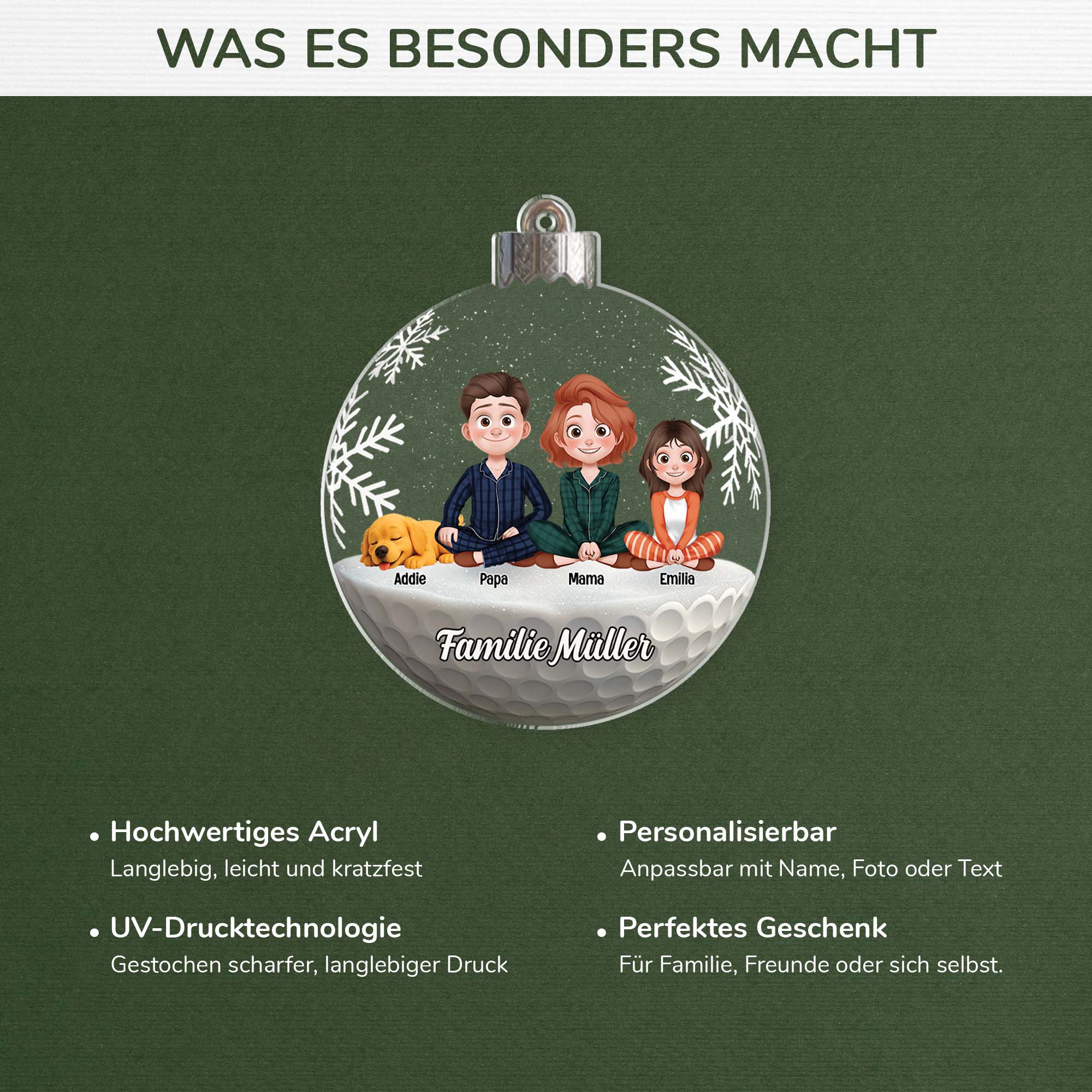 7157OGE4 3d druck effekt familie mit haustier cartoon acryl weihnachtsschmuck personalisiert 7157OTQ5I